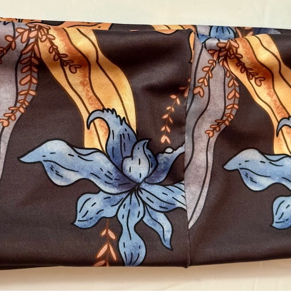 Vintage Style Brown & Blue Floral Silk Headband/Wristband - Stretchy, Stylish - Picture 5 of 16